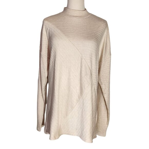 Fortune & Ivy Off White Long Sleeve Mock Neck Knit Top Women's Size L - Picture 1 of 13